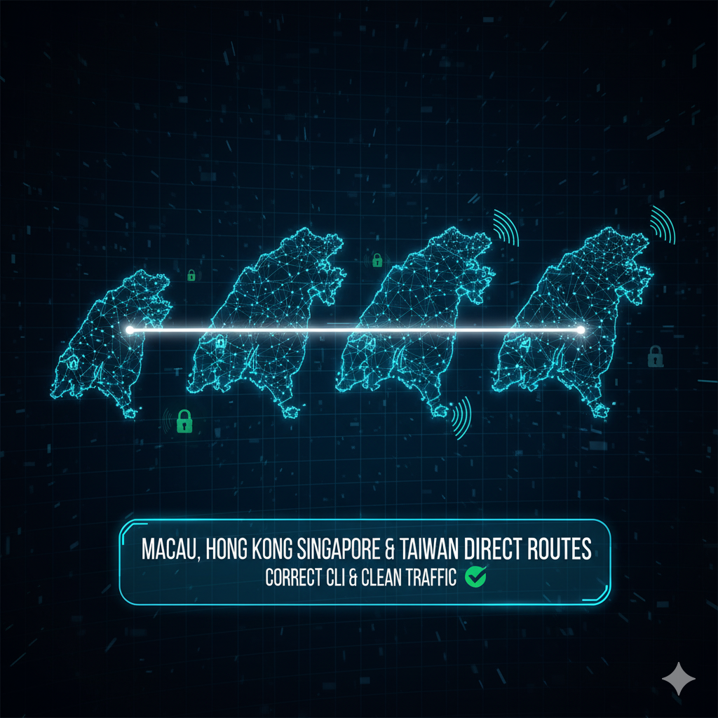 Macau, Hong Kong, Singapore & Taiwan Direct Routes – Correct CLI & Clean Traffic